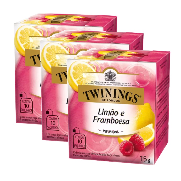 3 TWININGS OF LONDON SABOR LIMÃO E FRAMBOESA 15G 10 Unidades