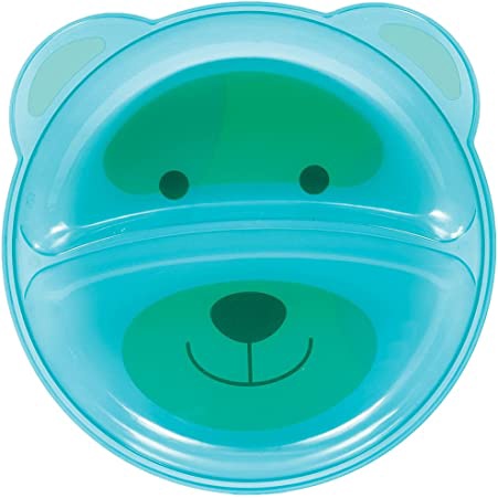 Pratinho Ursinho de Plástico Com Divisória 6 Meses + Rosa e Azul Buba