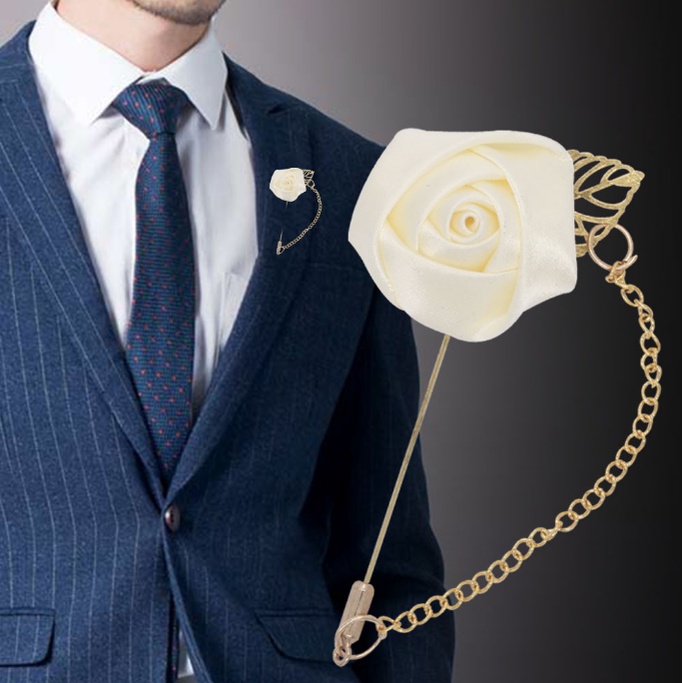 Joias Boutonniere Stick Homens Folha Fato De Casamento Lapela Rosa Broche De Flores 1pc Novo Presente De Moda Dourado