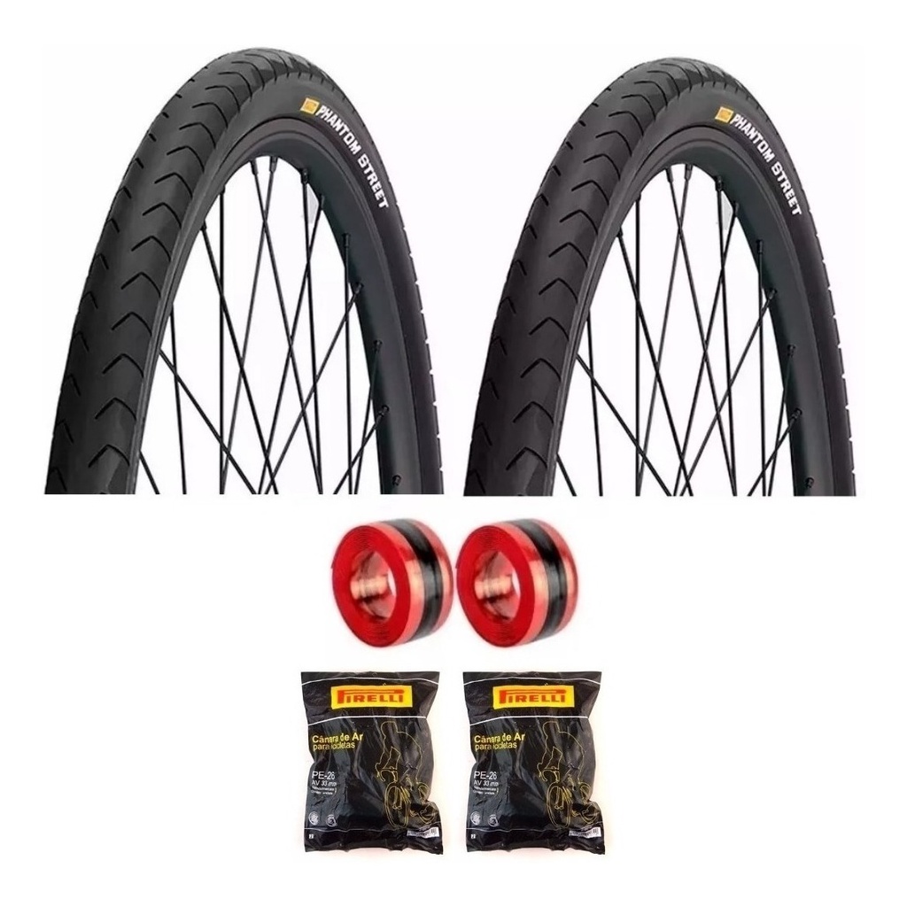 Par Pneu Pirelli Phantom Aro 26x1.95 + 2 Camaras + 2 Fita Af