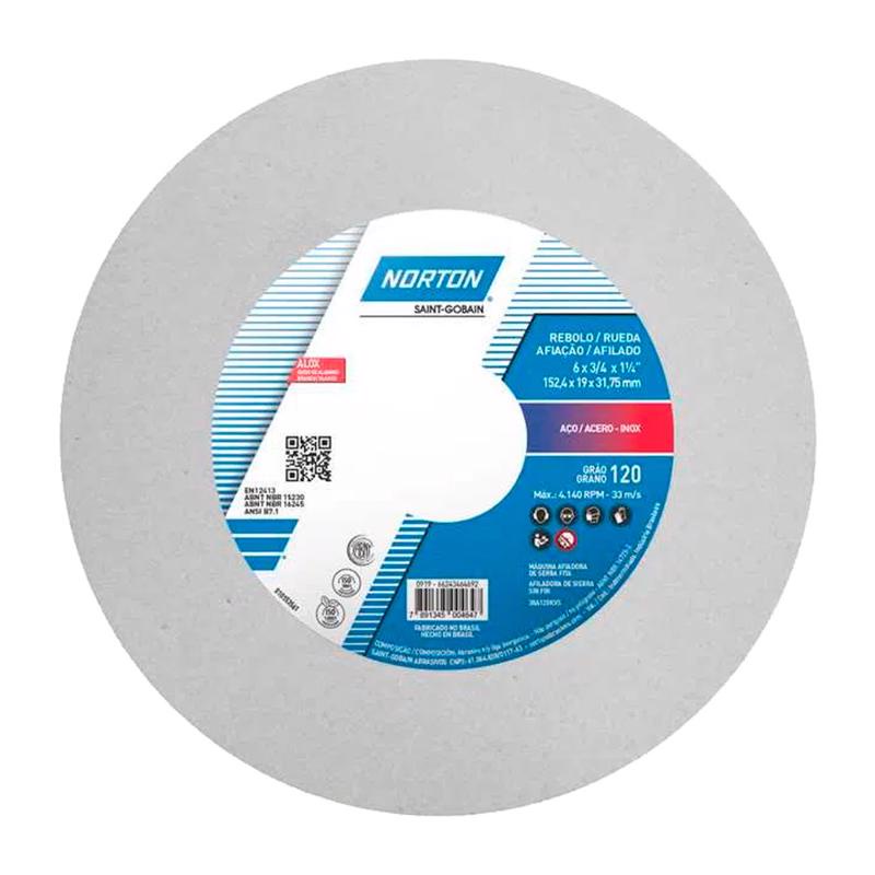 Rebolo Branco 6" x 3/4" x 1.1/4" AA120 66243464692 NORTON em Oferta na Shopee