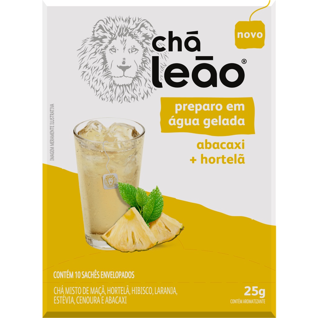 Chá Leão Água Gelada - Abacaxi E Hortelã 10 Sachês em Oferta na Shopee