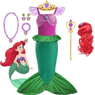 Sereia Ariel Princesa Vestido Meninas Cosplay Crianças 2023 Carnaval Festa De Aniversário De em Oferta na Shopee