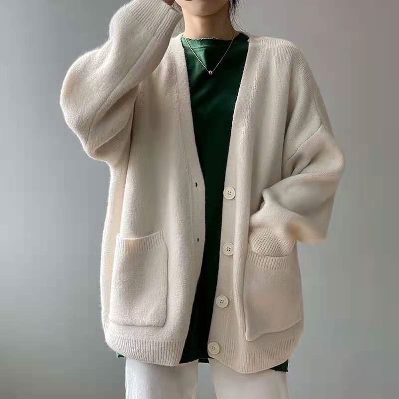 Moda Coreana Suéteres Mulheres Outono Inverno Solto Cardigan De Malha Manga  Longa Tops Puxar Feminino - Corre Que Ta Baratinho