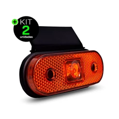 Kit 2 Lanternas Lateral Carreta Facchini LED Âmbar Laranja com Suporte com Fio 12V 24V