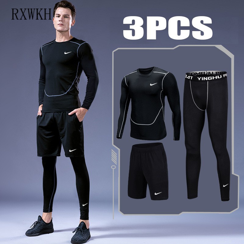 (Em Estoque) Nxkx Conjunto Esportivo Masculino 3 Peças De Secagem Rápida De Corrida CI2339