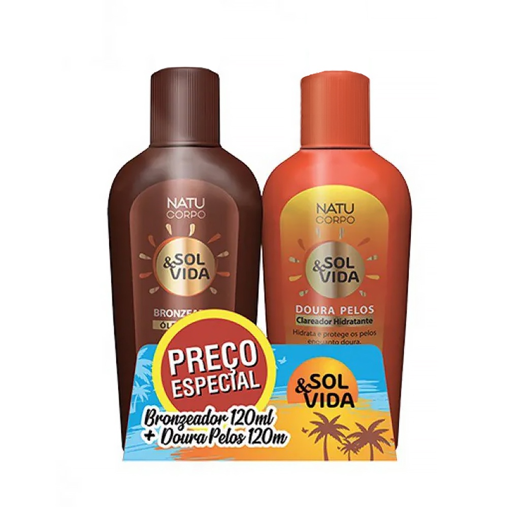 Kit Bronzeador + Doura Pelos Natu Corpo Sol&Vida 120ml