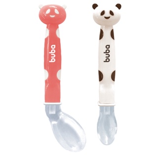 Kit Colher Panda Em Silicone Rosa 08233 - Buba em Oferta na Shopee