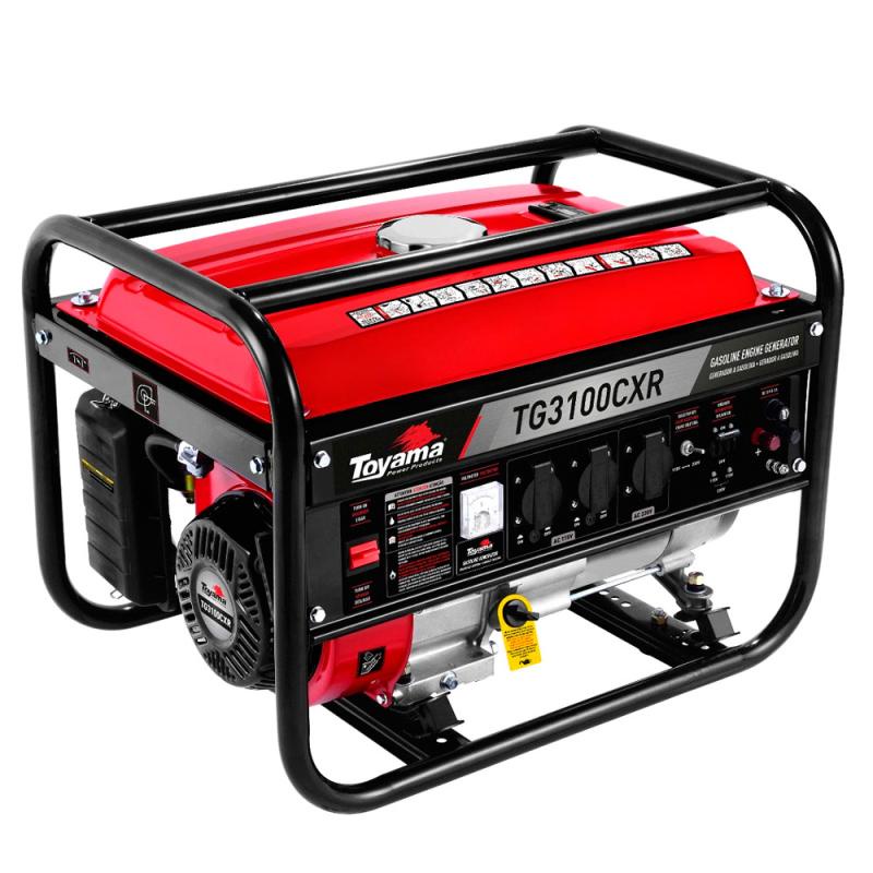 Gerador de Energia à Gasolina 3,1 Kva Bivolt Partida Manual TG3100CXR TOYAMA