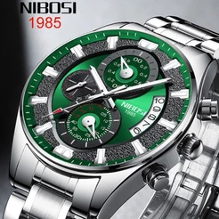 NIBOSI Men Watch Stainless Steel Male Luxury Fashion Business Sport Date Waterproof Watches Mens Relogio Masculino