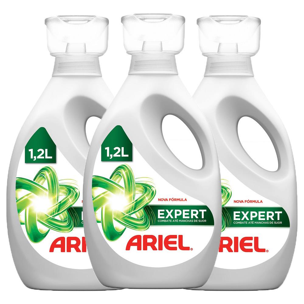 Kit com 3 Sabão Líquido Ariel Expert 1,2L em Oferta na Shopee