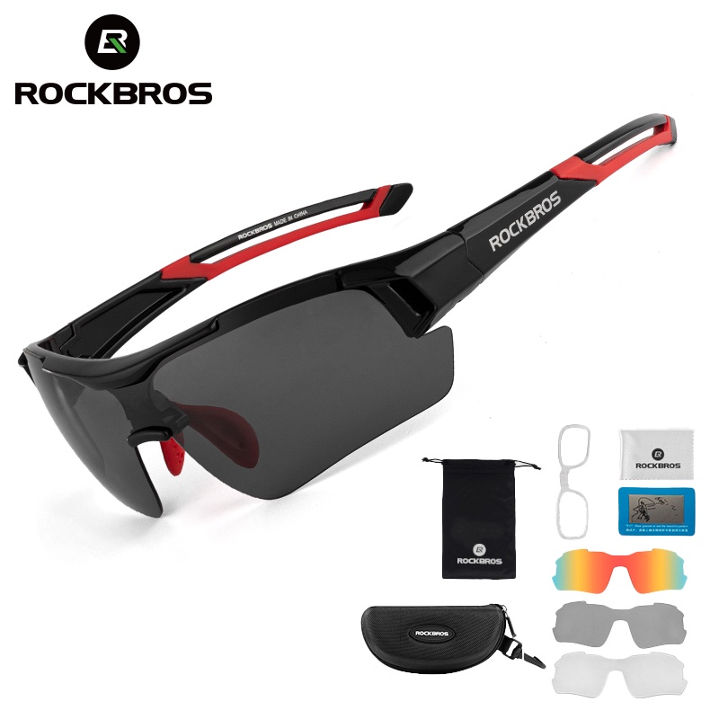 Óculos De Ciclismo ROCKBROS Com 3 Lentes Sol À Prova De Vento Polarizando Os Miopia