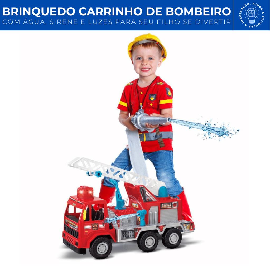 Brinquedo Caminhao Carrinho de Bombeiro c/ Agua Luz e Buzina | Shopee ...