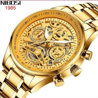 NIBOSI Novo Relógio De Pulso De Ouro Cheio Homens Relógios Moda Relógio De Quartzo Relogio Masculino D em Oferta na Shopee
