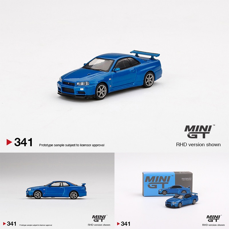 1 : 64 MINI GT Skyline GTR R34 V-spec II Bayside Alloy Blue