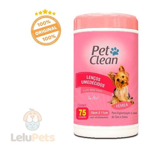 Lenço Umedecido Pet Clean Para Cães E Gatos Fêmeas 75 Und em Oferta na Shopee