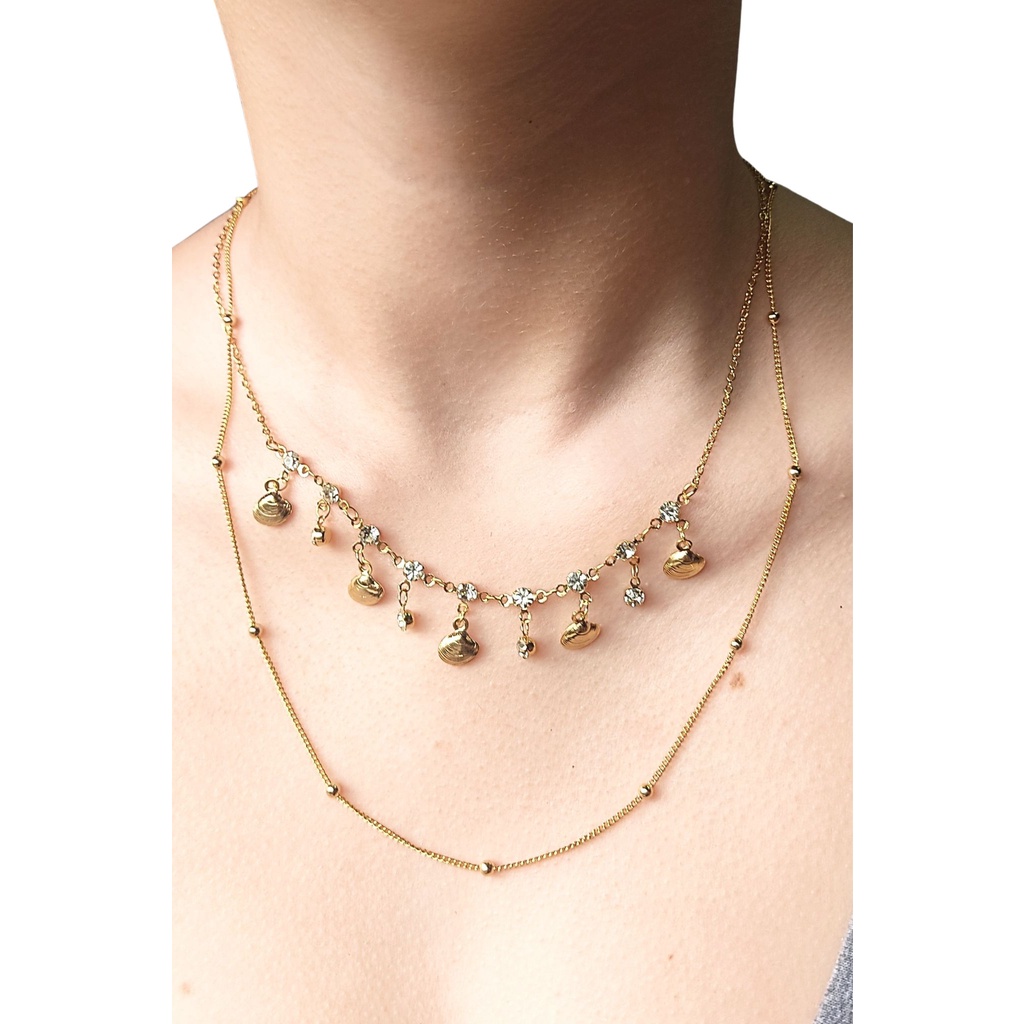 Colar gargantilha feminina folheado ouro choker conchinhas