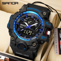 Relógio Masculino SANDA Multifuncional LED Digital À Prova D'água De Quartzo De Luxo SD3169-7
