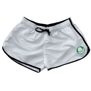Short Feminino Tactel Shortinho Times Futebol Moda Praia Branco Estampado