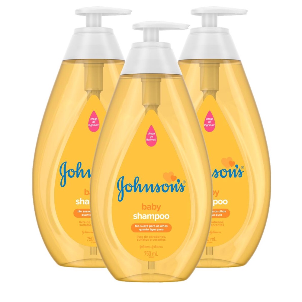 KIT 3 Shampoos Johnson's Baby Regular 750ml em Oferta na Shopee