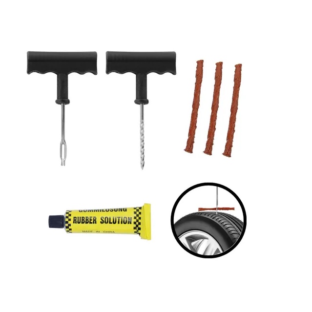Kit Ferramenta Reparo Remendo Macarrao Cola Pneu Carro Moto