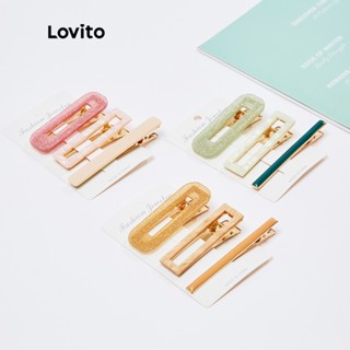 Lovito Vintage Presilha Lisa Brilhante Diferentes Combinações Cor Pastel 3 Peças L18X616(Damasco/Verde Claro/Rosa)