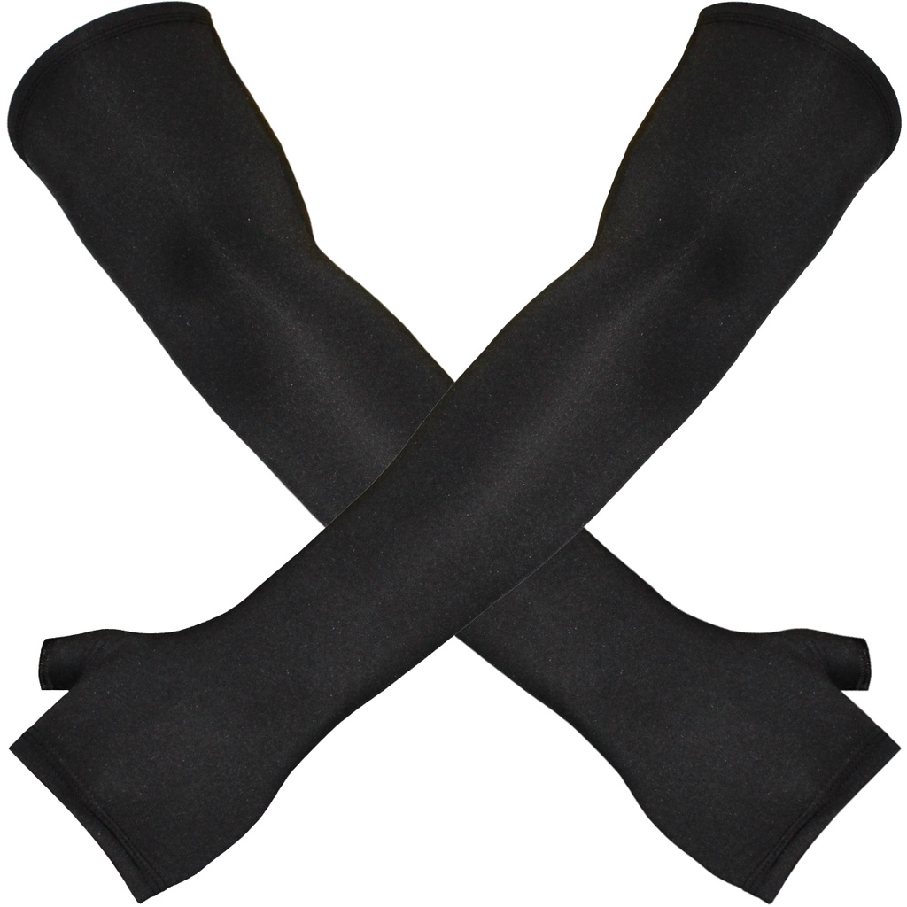 Manguito UV50+ com dedo (par) para ciclistas motoboys caminhadas volei gamer / poliéster com elastano em Oferta na Shopee