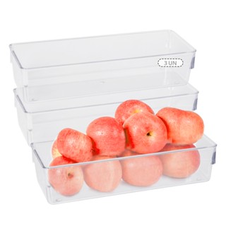 KIt 3 Organizador Caixa Guarda Multiuso Armário Geladeira