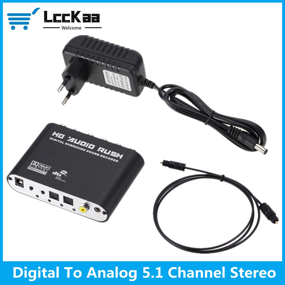 LccKaa 5.1 CH Decodificador De Áudio SPDIF Coaxial Para RCA DTS AC3 Amplificador Óptico digital Analógico De Conversão HD Audio Rush