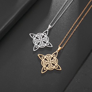 Colar De Feitiçaria De Aço Inoxidável Nó De Bruxa Heraldry Celtic Magic Knot Necklace Women Amulet Jewelry Gift