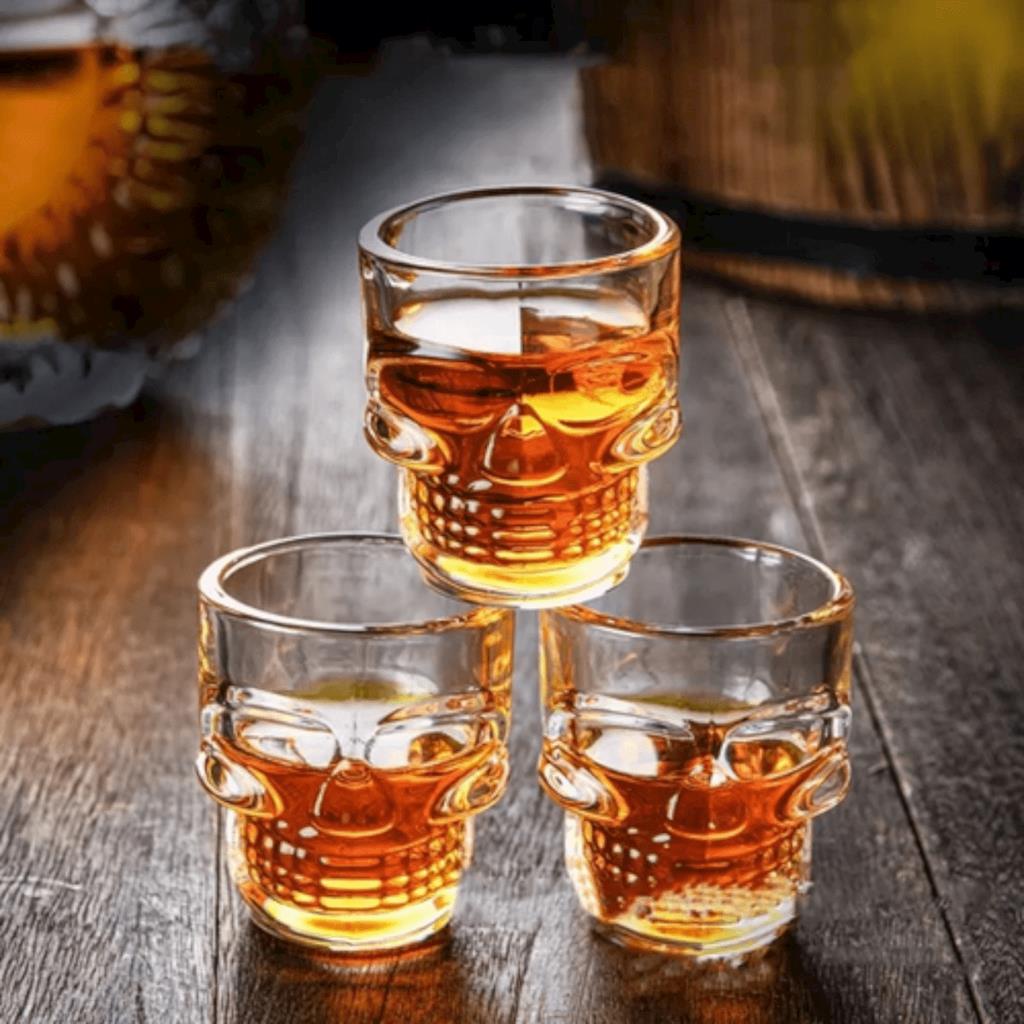 Jogo C/6 Copos Shot Dose Caveira Tequila Bebida 50mL