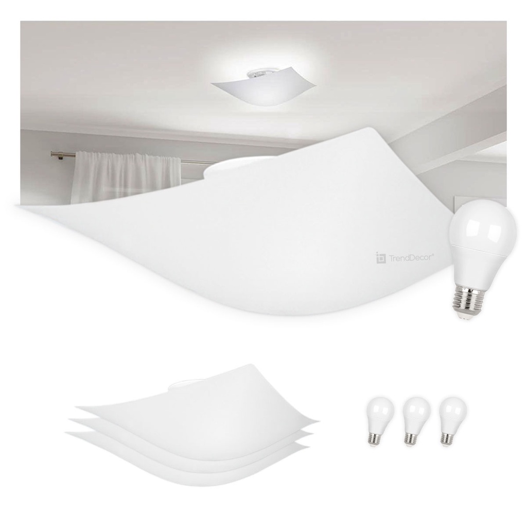 Kit 4 Plafon Luminária Teto Taschibra Solari Quadrado 1x E27 com Lâmpadas Design Moderno E Elegante