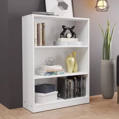 Estante para Livros Home Sala Madesa 6907 com 3 Nichos - Branco