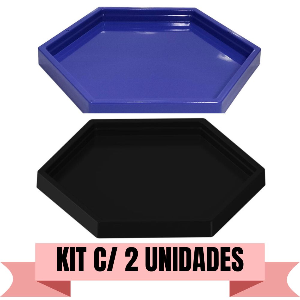 Kit C/ 2 Un Bandeja Decorativa Sextavada 22x22 Várias Cores