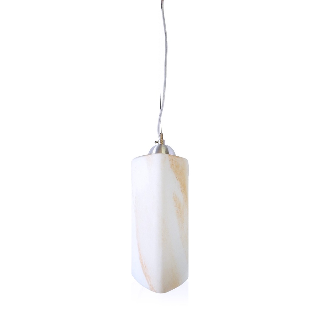 Pendente Trio Aluminio+Vidro Triangular Fosco E-27 1 Lamp. Max 60w Amarelo