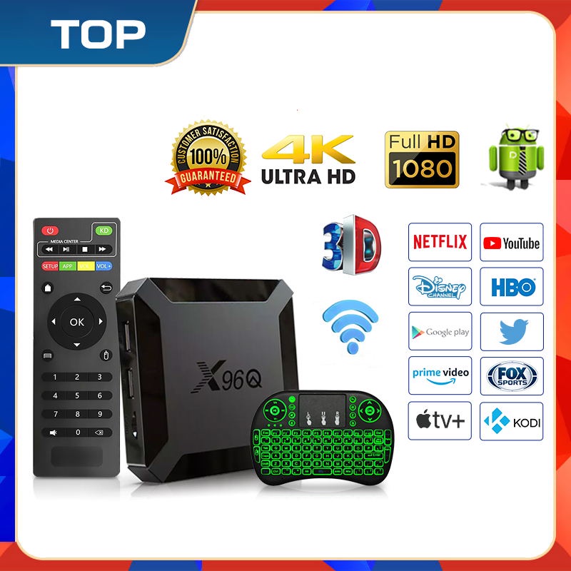 Smart tv Android 10.0 X96Q Allwinner H313 Quad Core wifi 4K Inteligência BOX