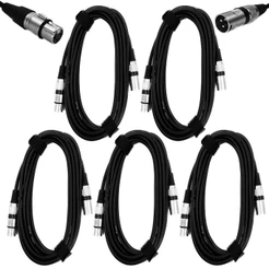 Kit 5 Cabos Microfone Xlr Canon Macho Femea Balanceado 5 M