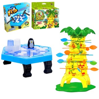 Kit Jogos Pula Macaco + Pinguim Numa Fria Jogo De Tabuleiro