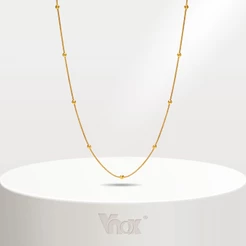 Vnox Colar De Bola De Aço De Tom Dourado Para Mulheres , Joias De Encanto De Corrente De Cobra Redonda Chic Minimalista