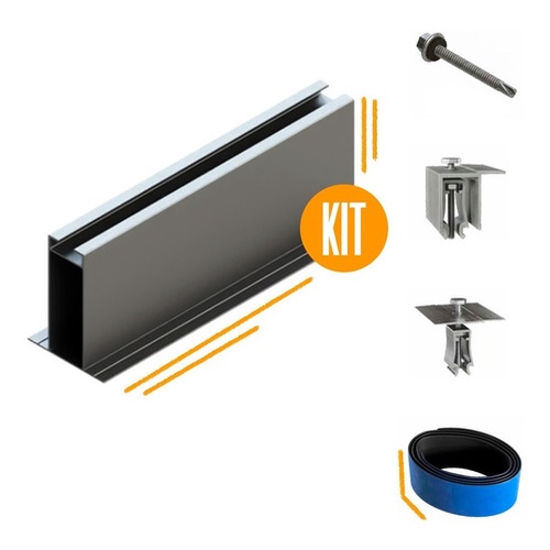 Kit de Fixação de Painel Solar para Telha Metálica Trapezoidal p/ 4 Placas