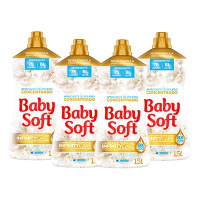 kit 4 Amaciante Concentrado Baby Soft Pureza e Delicadeza 1,5L em Oferta na Shopee