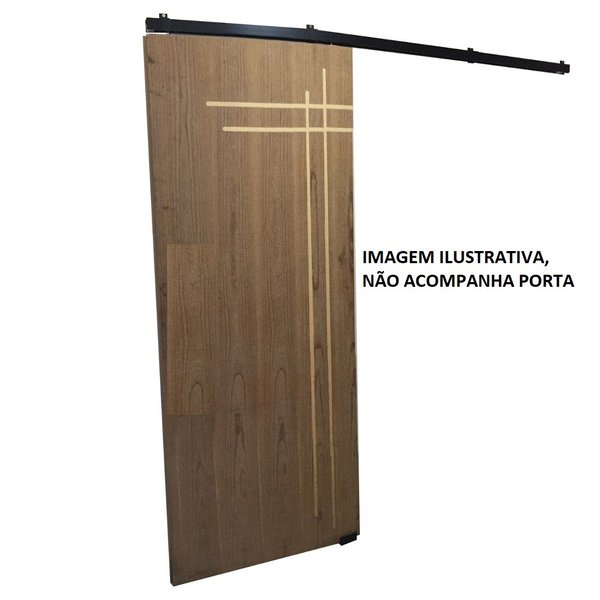 Kit p/ Porta Correr Trilho Alumínio 35x35 1,60m Preto