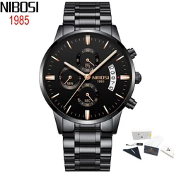 100% Original NIBOSI Luxo Casual Negócio Dos Homens Strap Quartz Watch
