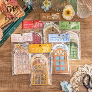 JIANWU 15 Folhas Estilo Retro Janela Oca Série Criativa DIY Diário De Bricolagem Material De Raspagem Papel Memo Pad Decoração Papelaria