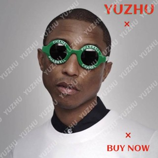 (YUZHU) Óculos De Sol Redondos Da Moda Ocidental Candy Color Vintage Fashion Letter Sunshade