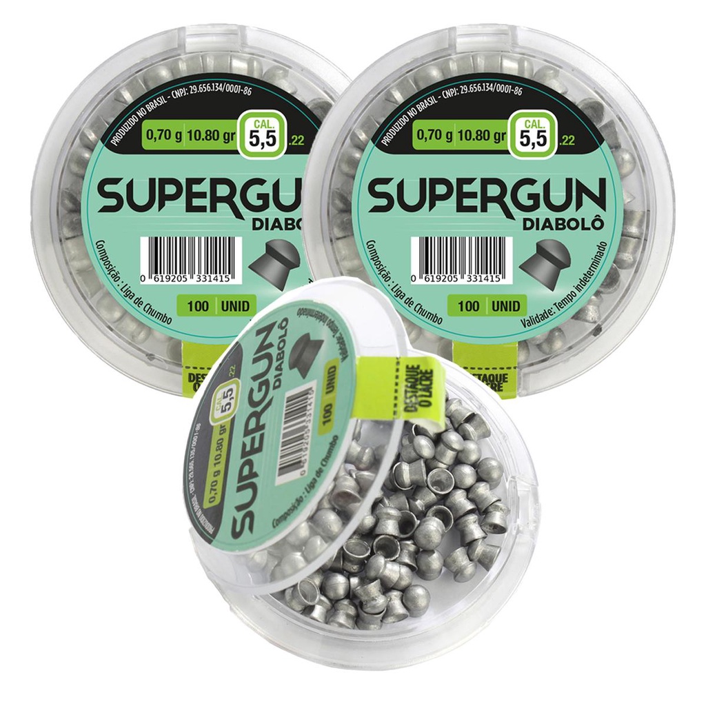 3 Chumbinhos Supergun 5.5mm 300 Unidades – Technogun em Oferta na Shopee