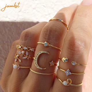 10 Pcs/Conjunto De Anéis De Ouro Cristal Para Presentes De Jóias Femininas