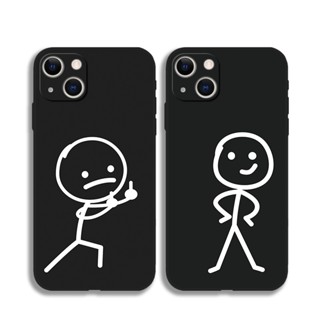 Em Estoque Capa iPhone Casal Engraçado Simples 12 mini 13 14 Pro Max XR 6S 7 8 Plus 11 XS SE2 SE3 Flexível De Silicone Preto