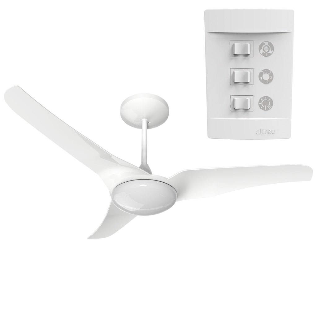 VENTILADOR DE TETO ALISEU SLIM BRANCO COM CONTROLE DE PAREDE - SILECIOSO - VENTILAÇÃO E EXAUSTÃO - Home Appliances