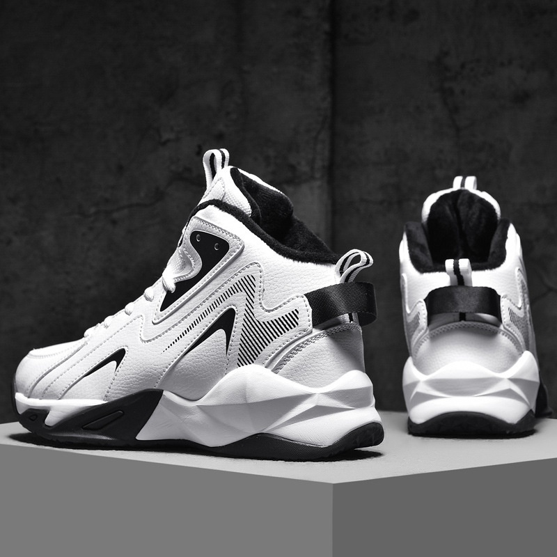 2022 Outono Inverno Novo Estilo Tamanho Grande Masculino Mais Veludo Cano Alto Basquetebol Tênis Antiderrapante Wear-Res